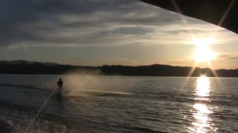 Slalom Water Skier Stock Footage 45654171