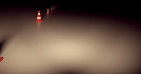 Slaloming between traffic cones, looping animation Stock Footage 89160062