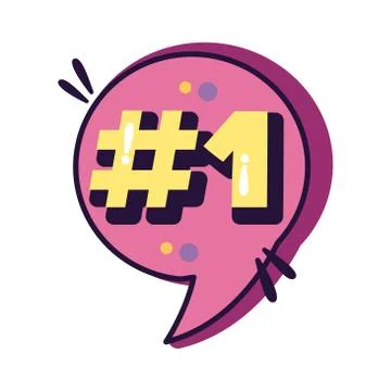 Slang speech bubble with number one line and fill style Stock Illustration