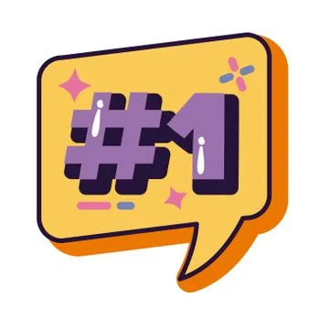 Slang speech bubble with number one line and fill style Illustrazione stock
