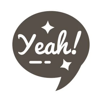 Slang speech bubble with yeah word silhouette style Illustrazione stock