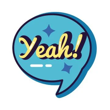 Slang speech bubble with yeah word line and fill style Stock Illustration