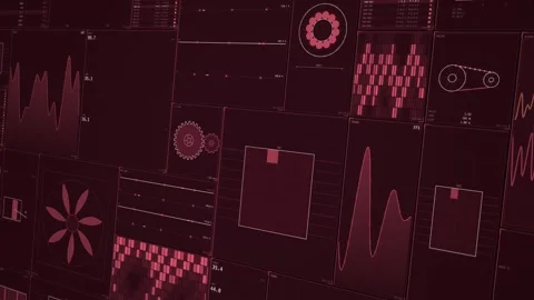 Slanted Control Wall Panels RED Technology Array Stock-Footage 343545744