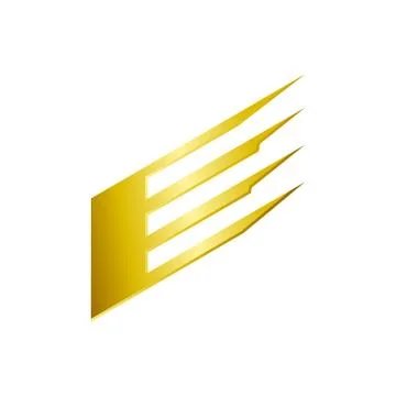 Slanted Gold Initial E Lettermark Graphic Design Stock Illustration