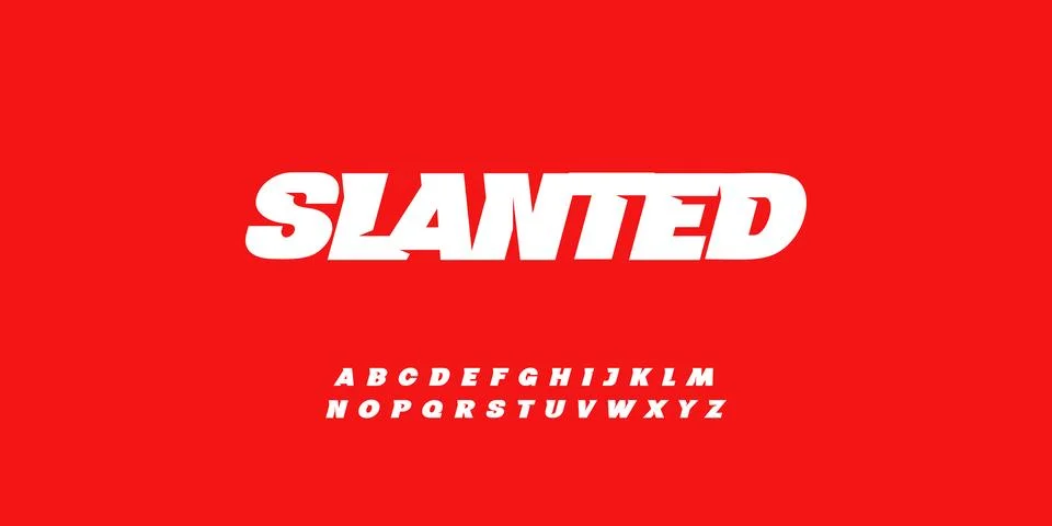 Slanted heavy font, bold thick italic letters, dynamic alphabet for speed car Stock Illustration