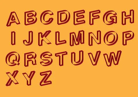 Slanted Outline Vector Font Design Stock Illustration