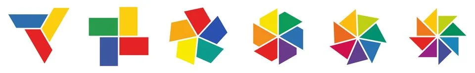 Slanted rectangles or triangle arranged in circle pattern - version with th.. Stock Illustration