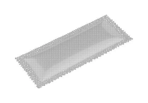 Slanted rectangular shape with halftone dotted gradient texture. Stock Illustration