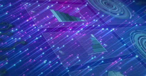 Slanted streaks forming, two UI panels revealing and triangular bars filling, Stock Footage 331872013