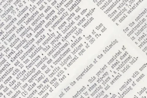 Slanted technical text written on a typewriter Stock Photos