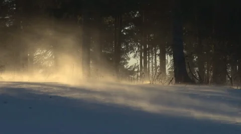 Slanting sun drifting snow Stock Footage 1217154