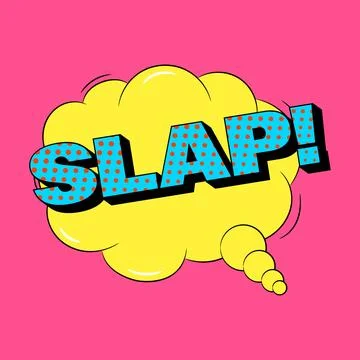 SLAP comic sound speech effect bubble in trendy pop art style. Bright cartoon Stock Illustration