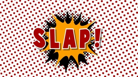 Slap - word in speech balloon in comic style animation Stock Footage 88283210