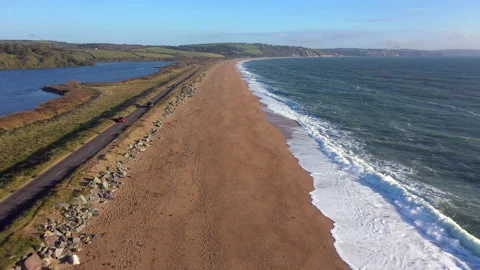 Slapton Sands aerial, Devon, England Video stock 146428130