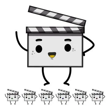 Slate clapper board character cartoon vector graphic Stock Illustration