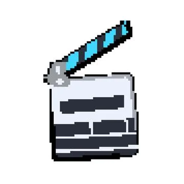 Slate clapperboard pixel art vector illustration Illustrazione stock