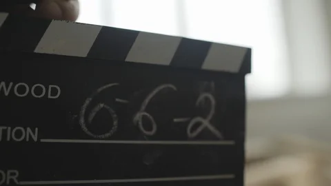 Slate clapping Stock Footage 124300108