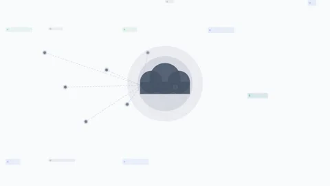 Slate Cloud Storage Data Center Files Flat Design Loop Stock Footage 342605356