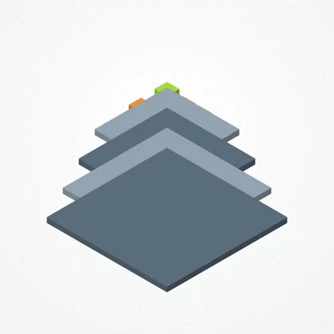 Slate gray and lime isometric cloud platform stack looping animation, square 1:1 Stock Footage 346258087
