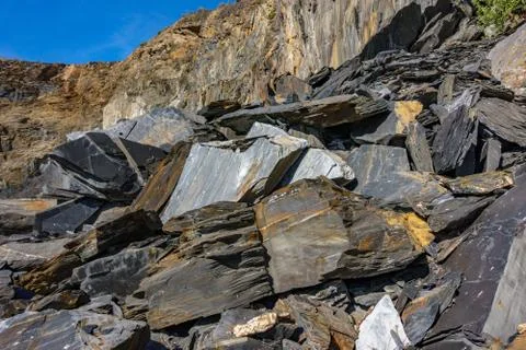 Slate mine garbaje rocks Stock Photos