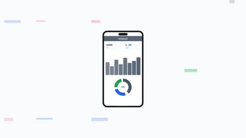 Slate Smartphone Analytics Dashboard KPI Animation Loop 動画素材 342605688