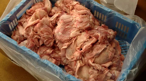 Slaughterhouse, cutting chicken Stock Footage 39879882