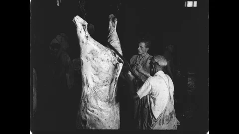 Slaughterhouse Workers Stock Footage 129050365