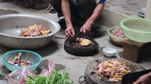 Slaughtering animals, chicken Stock Footage 47456773
