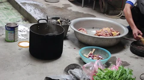 Slaughtering animals, chicken Stock Footage 47457385