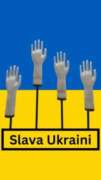 Slava ukrainitext with ukarin flag Stock Illustration