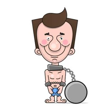Slave In Chains And Chains Smiling Illustration For Your Project Stock Illustration