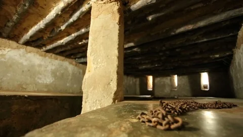Slave chamber with chains, Zanzibar Video stock 84577098