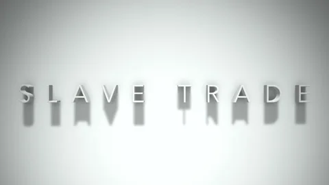 SLAVE TRADE 3D title animation with shadows on a white background Stock Footage 296807835