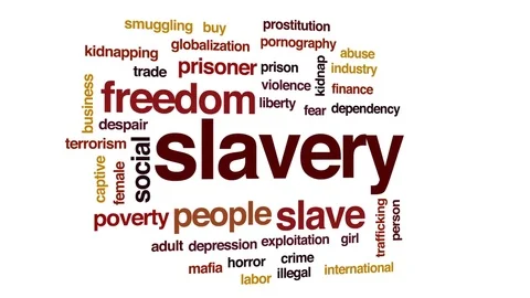 Slavery animated word cloud, text design animation. Stock Footage