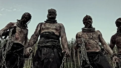 Slaves in chains. Stock Footage 84089980