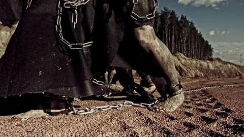 Slaves in chains. Stock Footage 84091298