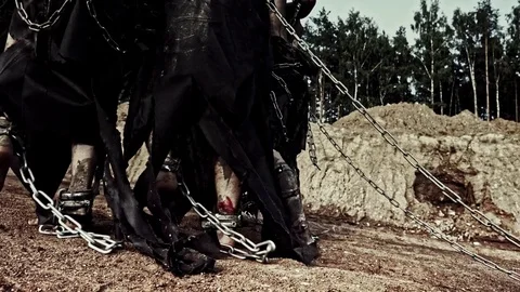 Slaves in chains. Stock Footage 84091795