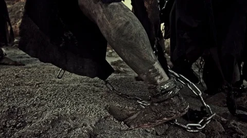 Slaves in chains. Stock Footage 84093185