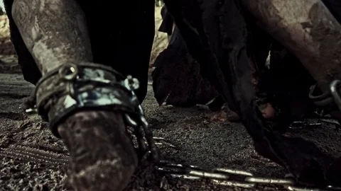 Slaves in chains. Stock Footage 84093526