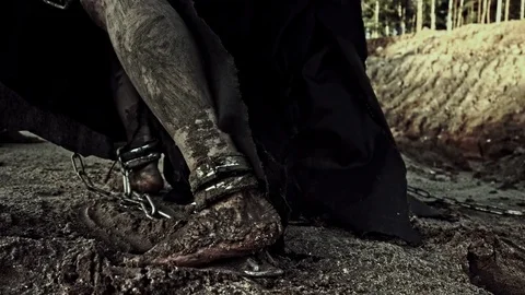 Slaves in chains. Stock Footage 84094279