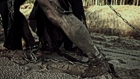 Slaves in chains. Stock Footage 84095501