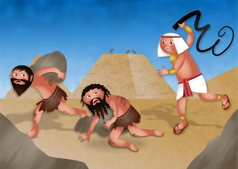 Slaves in Egypt - Jewish Passover Cartoon Stock Illustration