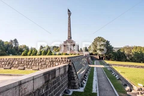 Slavin - memorial monument and cemetery for Soviet Army soldiers Stock Photos