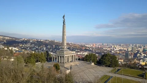 Slavin War Memorial in Bratislava Stock Footage 100880898