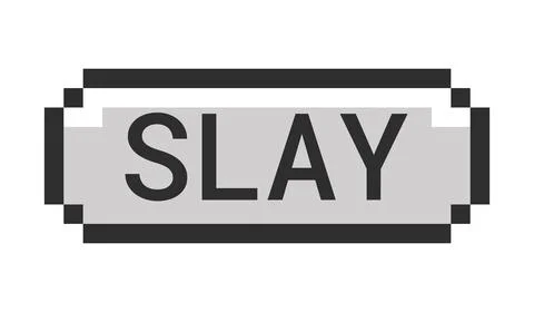 Slay monochrome pixel art button 스톡 일러스트