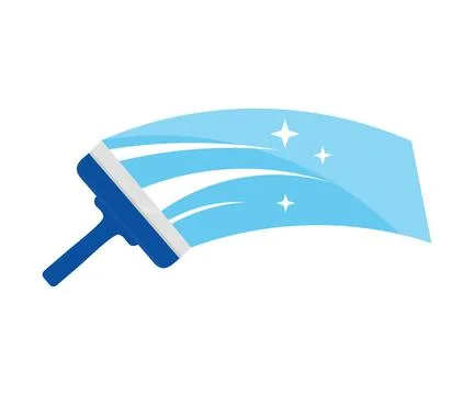 Сleaning window with squeegee and wiper logo design. Rubber squeegee cleans Stock Illustration
