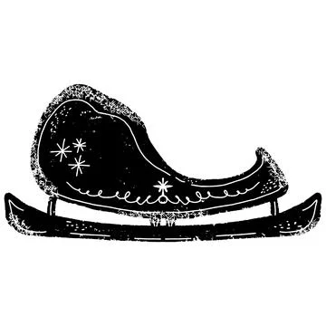 Sled. Graphics, linocut, texture. Vector element. Illustrazione stock