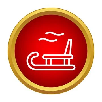 Sled icon on red circle background vector Stock Illustration