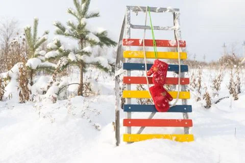 Sled standing in the snow Foto stock