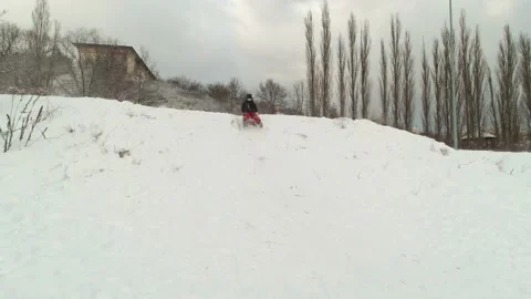 Sledding in park Stock Footage 146698823